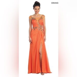 GLS Collective Orange Beaded Prom Gown